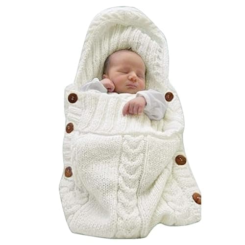 XMWEALTHY Newborn Baby Wrap Swaddle Blanket Knit Sleeping Bag Receiving Blankets Stroller Wrap for Baby(Black Grey) (0-6 Month) - Image 1