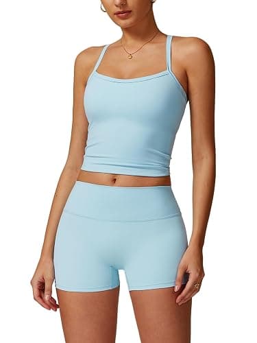 QBGJTD Two Piece Workout Sets For Women Tank Top Matching High Waist Booty Lifting Shorts Gym Yoga Active Wear Outfits - Image 1