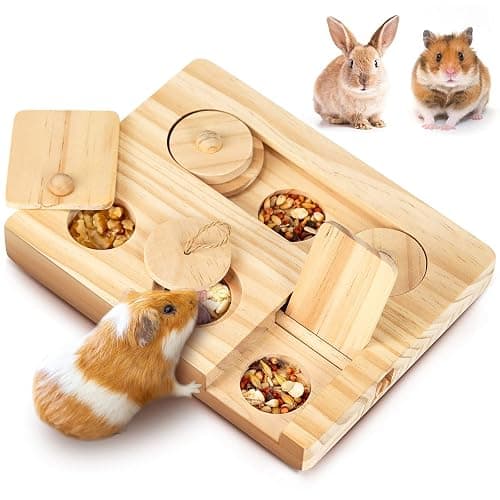 MWAOWM Guinea Pig Foraging Toys, 6 in 1 Hamsters Wooden Interactive Enrichment Toys, Treat Dispenser for Small Animal, for Rabbits, Bunny, Chinchillas, Rats and Gerbils - Image 1