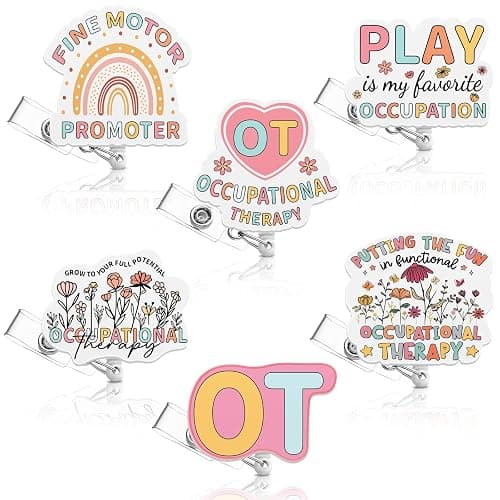 Hoteam 6 Pcs Occupational Therapy Badge Reels Retractable with Alligator Clip Badge Holders for Healthcare Reel Clip for OT Doctor Nurse Occupational Therapy Assistant OT Appreciation Gifts - Image 1