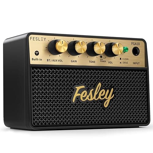 Fesley Mini Guitar Amp: 10W Portable Recharged Guitar Amplifier, Bluetooth Amp with Clean and Drive Channels, Mini Amplificador for Practice with 3.5mm Headphone Output, FGA10 - Image 1