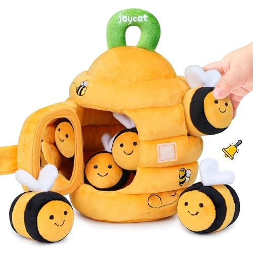JoyCat Baby Toys 6-12 Months - Soft Baby Beehive with 5 Sensory Bees - Rattle, Crinkle Paper, Squeaker, Mirror, Busy Montessori Soft Toys for Toddlers 0-3 Years Old - Bee Plush Boy Girl Birthday Gift - Image 1
