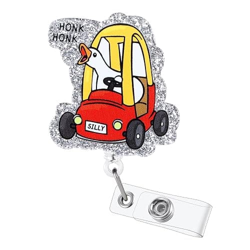 Funny Angry Goose Badge Reel, ID Badge Holder Retractable Clip, Nurse Doctor Badge Reel, RN LPN CNA MA Nurse Badge Accessories, Nursing Student Badge Reel, Cute Badge Reels, Work Badge Buddy - Honk Honk - Image 1