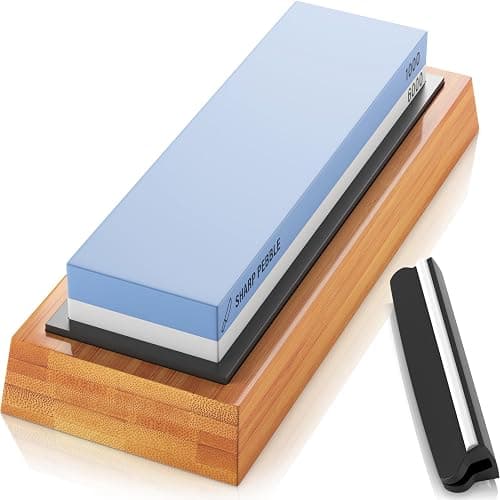 Sharp Pebble Premium Whetstone Knife Sharpening Stone 2 Side Grit 1000/6000 Waterstone- Whetstone Knife Sharpener- NonSlip Bamboo Base & Angle Guide - Image 1