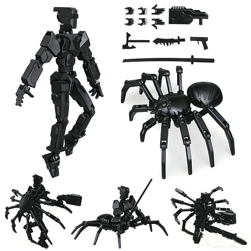 MMXBGS T13 Action Figure Set, 5.5 Inch T 13 Robot, Titan 13 Action Figures with Spider Sucker, Multi-Jointed Movable Dummy 13 Collectible Toy for Boys Age 8-12, Christmas Creative Gift (Black) - Image 1