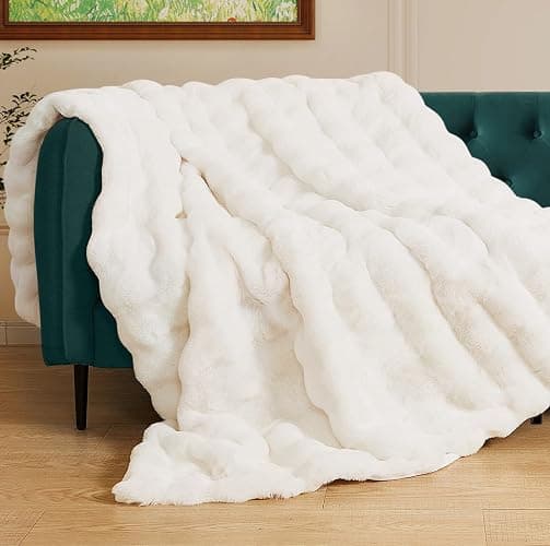 ORINOVA Light Beige Cozy Faux Fur Throw Blanket for Living Room Bedroom 50x60 Thick Ultra Soft Aesthetic Fuzzy Throw Blanket Fluffy Furry Bed Comforter Home Decor 860 GSM - Image 1