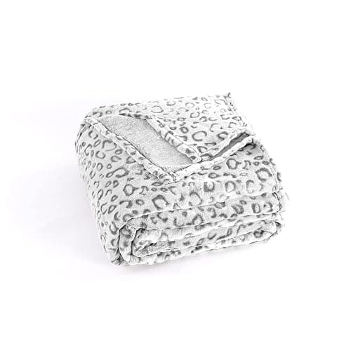 PLEASANT BOULEVARD | Leopard Throw Blanket Fleece, Premium Lightweight Cozy Warm Plush Microfiber Bedspread for Couch Sofa and Bed (Gray, Throw (50 x 60 inches)) - Gray - Throw(50x60in) - Image 1