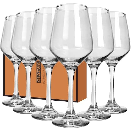 GLAZVIA Wine Glasses Set of 6, 12oz Classic Stemmed Crystal Glasses, Thick & Clear, Dishwasher Safe Stemware for Red or White, Gift for Party, Holiday, Anniversary, Restaurant, Home Bar, Daily Use - Image 1