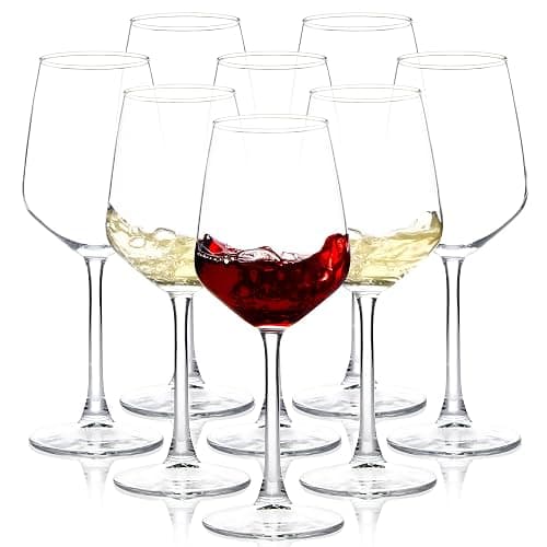 SHYRC Wine Glasses Set of 8, 12oz Clear Red/White, Long Stem Wine Glasses for Party, Wedding and Home - Image 1