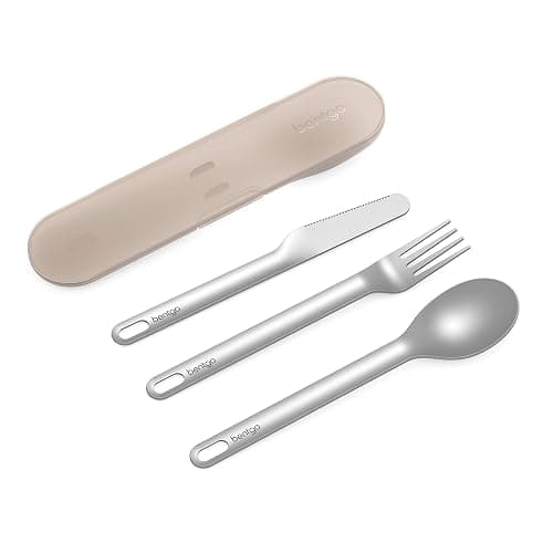 Bentgo Stainless Travel Utensil Set - Reusable 3-Piece Silverware Set with Carrying Case, High-Grade Premium Steel, BPA-Free Case, Eco-Friendly - Ideal for Travel, Camping, and Office Use (Sand) - Image 1