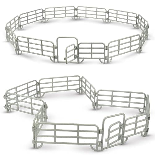 TOYMANY 20PCS Corral Fencing Panel Accessories Playset Includes 2 Gates Fences, Plastic Fence Toys for Barn Paddock Horse Stable or Farm Animals Horses Figurines, Educational Gift for Kids Toddler - Image 1