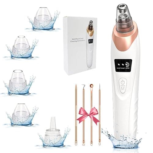 2025 Pore Vacuum, USB Rechargeable Blackhead Remover Vacuum,3 Levels Adjustable Pore Vacuum Blackhead Remover, with 5 Suction Power,6 Probes,Face Vacuum Pore Cleanser for Women & Men-White - Image 1