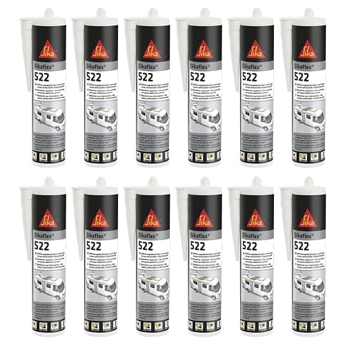 12 x Sikaflex 522 weather-resistant low-emission universal adhesive and sealant (replaces Sikaflex 521 UV and Sikaflex 221i) 300 ml cartridge (black) - Image 1