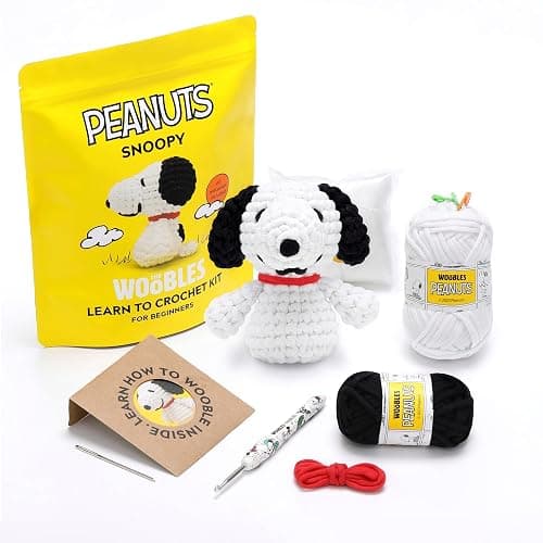 The Woobles Beginners Crochet Kit with Easy Peasy Yarn as seen on Shark Tank - with Step-by-Step Video Tutorials - Snoopy - Image 1