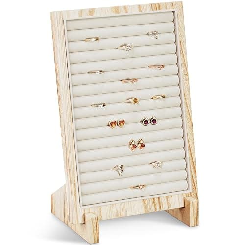 Lolalet Wooden Jewelry Display Series, Necklace Bracelets Earrings Rings Jewelries Stand Freestanding Natural Wood Holder Rack for Selling Vendor Store -1 Pack, Ring - Image 1