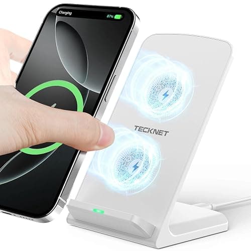 TECKNET Wireless Charger,15W Fast Phone Charger Qi Certified, Charger Stand with Two Charging Coils, Compatible with iPhone 17/16/15/14/13/12 Series,Samsung S23 S22 Series, other Qi-Enabled Phones. - Image 1