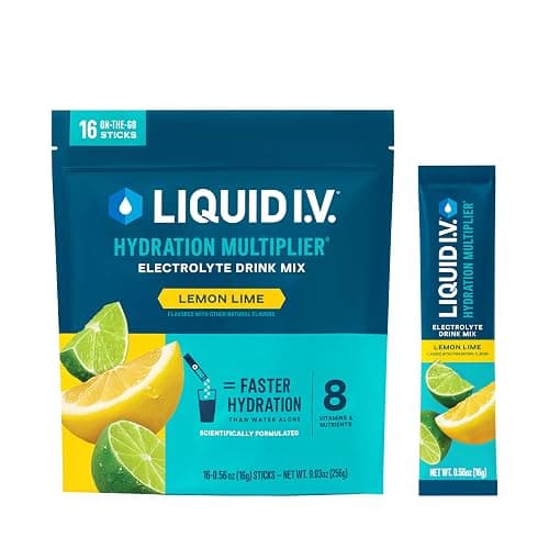 Liquid I.V. Hydration Electrolytes, Lemon Lime, 16 Count | Scientifically Formulated | Clinically Proven Hydration | No Artificial Sweeteners | Non-GMO | Vegan | Powder Drink Mix - Image 1