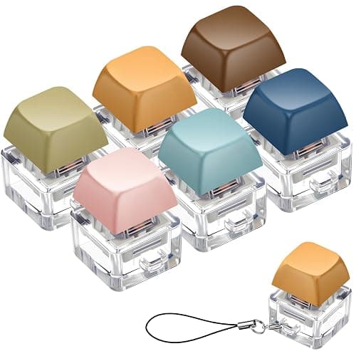 Taiyin 6 Pcs Keyboard Fidget Toy Fidget Clicker Keyboard Keychain Decompression Toys Button Stress Relief Gifts for Adult to Relief Stress Pass The Time (Morandi Colors) - Morandi Colors - Image 1