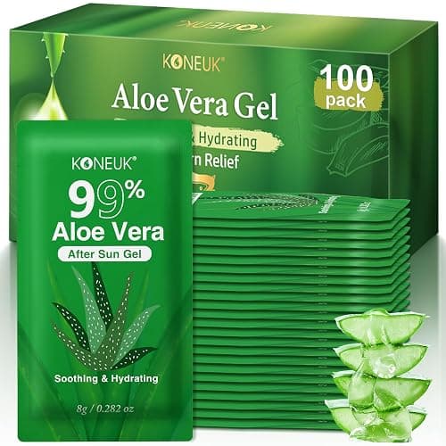 100 Pack Bulk Aloe Vera Gel, 99% Pure Aloe Vera Gel for Face, Hair, Skin, Body, Sunburn Relief, Hydrating Aloe Gel Travel Size Suitable for All Skin Types, Aloe Gel for After Sun Skin Care Relief - Image 1
