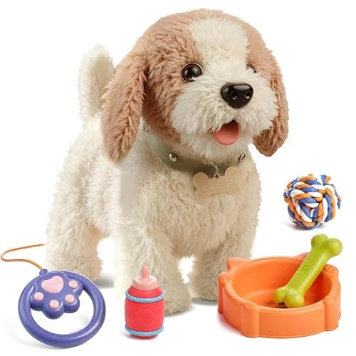 Wuffy Robot Dog, Robot Dogs Realistic, Interactive Walking Plush Toy Dog, Leash Remote Plush Toy Puppy with Touch Barking, Wags-Tail, Tongue Licking, Sing, Battery Powered (Batteries Not Included) - Image 1