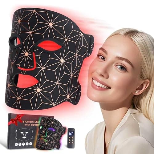 Red Light Therapy for Face, 8 Colors LED Face Mask Light Therapy with 850NM Near-Infrared, 3000 mAh Rechargeable Red Light Therapy Mask, Skin Care Device at Home and Travel for Skin Rejuvenation - Image 1