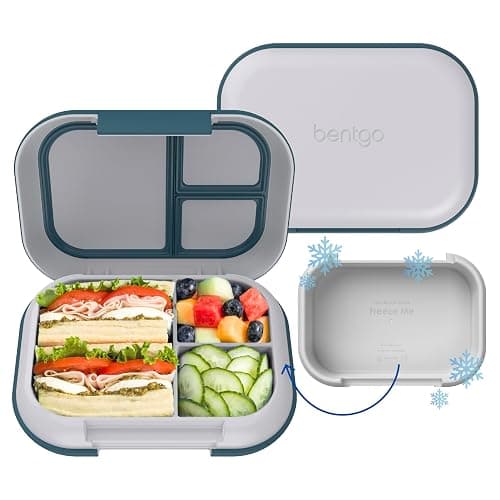 Bentgo Chill Max Leak-Proof XL Lunch Box - Included Ice Pack Keeps Food Cold; 5-Cup Capacity for Adults & Ages 8+, 3 or 4 Compartment Bento Box, BPA-Free, Dishwasher Safe (Fog & Deep Teal) - Image 1