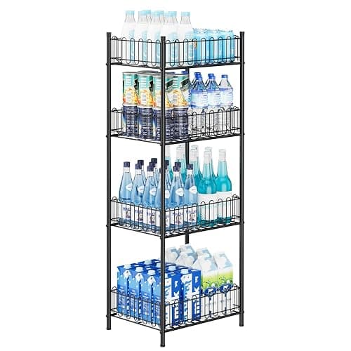 OYEAL Water Bottle Storage Holder 4 Tier Can Organizer for Pantry, Large Capacity Soda Can Organizer for Kitchen Party Organizers and Storage, Tumbler Mug Cup Holders - Image 1
