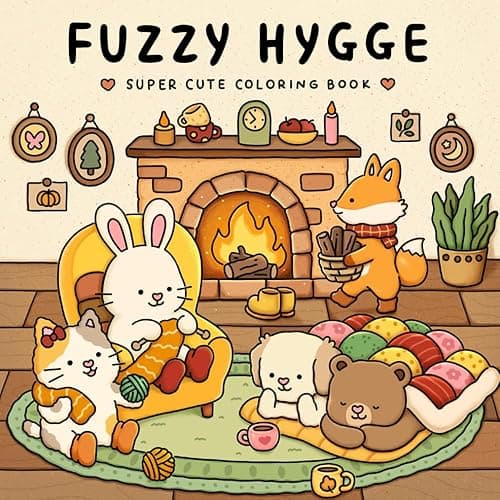 Fuzzy Hygge: Cute and Cozy Coloring Book for Adults & Teens Featuring Adorable Animals Characters for Stress Relief (Fuzzy Friends Coloring) - Image 1