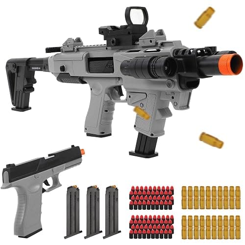 Spcozgil Soft Bullet Two Modes Toy Gun Shell Ejecting with 80 Soft Bullets 40 Shells, Realistic Gray Toy Guns, Shooting Play Gun - Image 1