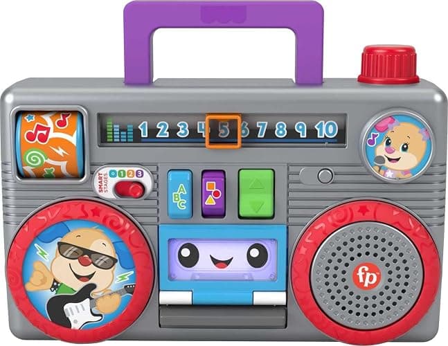 Fisher-Price Laugh & Learn Busy Boombox Baby Toy | Musical Learning Toy, Activity Board, Retro Pretend Play, Infants & Toddlers Ages 6+ Months (Amazon Exclusive) - Image 1