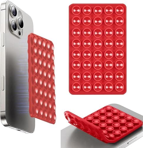 Suction Phone Mount Double Sided Octo Buddy for MagSafe Case, Silicone Sticky Grip Secure Holder for iPhone, Hands-Free Taking Photo/Recording Video/Live Streaming for Instagram Influencer(red) - Image 1