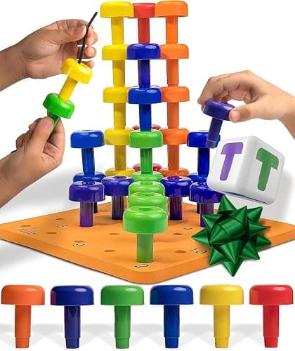 Skoolzy Peg Board Set - Montessori Toys for 2 Year Old - 33 Pc Peg Board for Kids - Occupational Therapy Toys with Pegs, Dice, Lacing String & Storage Bag - Montessori Toys for 2+ Year Old - Image 1