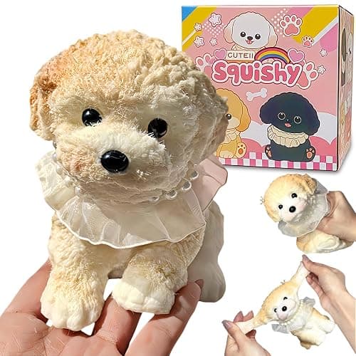 Big taba Squishy Dog, Cute Squishy Dog Stress Relief Toy for Adult/Kids, Handmade Soft Teddy Dog Design, Perfect Squeeze Toys Gift for Relaxation and Fun(Cream Color) - Image 1