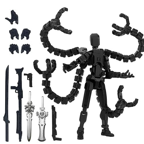 PkghoKids Assembly Completed 7.2inch T13 Action Figure 3D Printed Multi-Jointed Movable T13 Nova 13 Robot 13 Action Figure Desktop Decorations for Game Lovers (Black2) - Image 1
