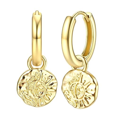 Dochais 14K Gold Plated S925 Sterling Silver Post Earrings Lightweight Drop Dangle Hoop Hypoallergenic Sleeping Earrings for Women Girls - Image 1