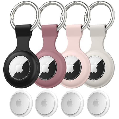 4 Pack Airtag Case Holder for Apple Air Tag, Airtag Case with Anti-Lost Keychain, Silicone Protective Cover for Kids' Backpacks, Dog Collars, Luggage, Multi-Color Protective AirTag Accessories - Image 1