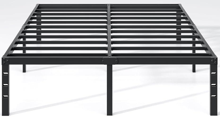 NEW JETO Metal Bed Frame,Full Size Bed Frame with Storage Space,Heavy Duty Sturdy Mattress Foundation,Easy Assembly,No Box Spring Needed, Black,18 Inch,Full - Image 1