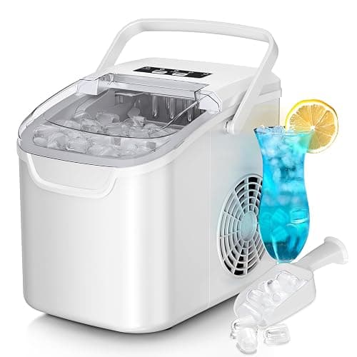 Countertop Ice Maker Machine, 8 Ice Cubes in 6 mins, 26lb/Day Ice with 2 Sizes- Portable Mini, Energy Saving & Basket/Scoop for Home/Party/Travel/Camping/Bar,White - Image 1