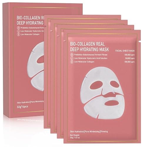 Nityrliv Collagen Face Mask, 4 Pack Bio-Collagen Real Deep Mask Overnight Hydrating Face Mask for All Skin Types,Original Hydrating Collagen Face Mask - Image 1