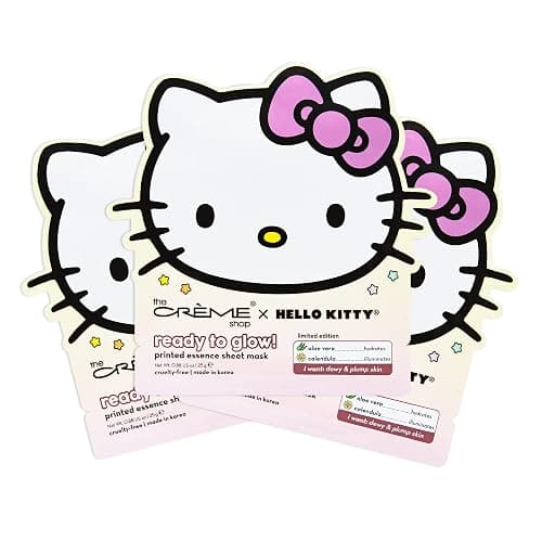 The Crème Shop x Hello Kitty Ready To Glow Printed Essence Sheet Mask, Aloe Vera Face Masks for Dry Skin - 3 Pack - Image 1