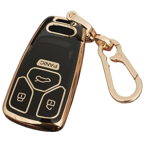 QIXIUBIA for Audi Key Fob Cover Keyless Remote Smart Key Fob Shell with Keychain Fit for Audi A4 Q7 Q5 TT A3 A6 SQ5 R8 S5 Smart Key (Black) - Image 1