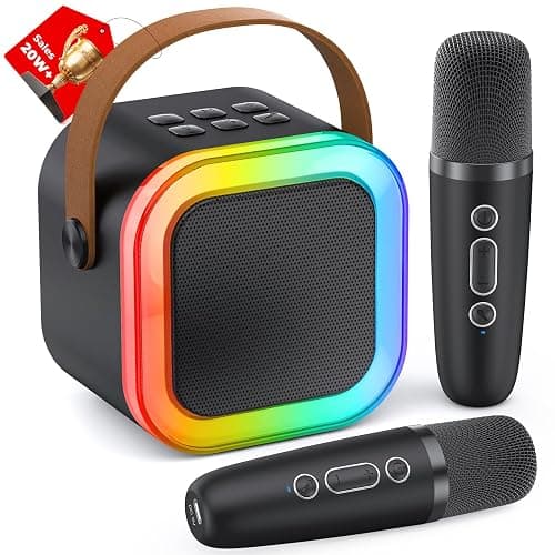 Mini Karaoke Machine for Kids Adults, Portable Bluetooth Speaker with 2 Wireless Karaoke Microphones,2025 TOP Birthday Gifts Toys for Boys 3,4, 5, 6, 7, 8+Years Old Toddler Karaoke Player - Image 1
