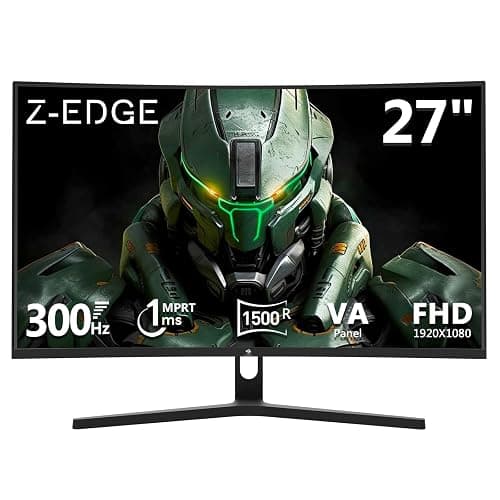 Z-Edge 27 inch Curved Gaming Monitor, FHD 1080P 300Hz 240Hz PC Monitor, Ultra-Fast MPRT 1ms Curved Monitor, 1500R, 16.7M Colors, UG27H Frameless Bezel, 2X DP 1.4 Ports and 2X HDMI 2.0 Ports - UG27HBlack 300Hz - Image 1
