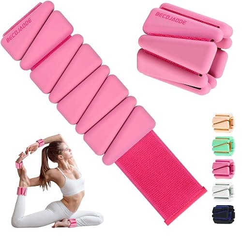 BECOJADDE Ankle Weights Set of 2 (1 lb/2 lb Each) Wrist Weights for Women Men Adjustable Arm & Leg Weighted Bangles Wristbands for Home Pilates, Walking, Yoga, Workout, Pool Exercise - Image 1