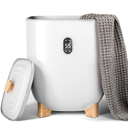 AGLUCKY Towel Warmer for Bathroom, 25L Large Towel Warmers Bucket with 2 Heating Modes, LCD Screen, 20/40/60/90 Min Auto Shut-Off, Fits Blankets, Bathrobes, PJ's, Ideal Gift for Family, White - Image 1