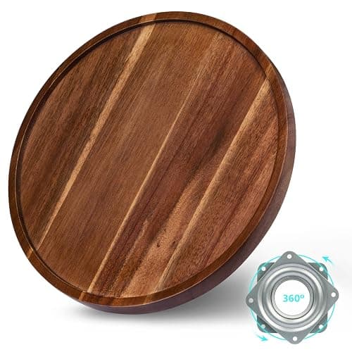 ANBOXIT Lazy Susan Organizer for Table, 10 Inch Wooden Lazy Susan Turntable for Cabinet, Acacia Wood Turntable Kitchen Spice Rack (1 Pack) - Image 1