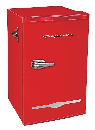 Frigidaire Retro Compact Fridge with Chiller, 3.2 cu ft Countertop Fridge with Built-In Bottle Opener, Compact Refrigerator for Office, Bedroom, Dorm Room or Cabin - 16.5" D x 19" W x 31" H (Red) - Image 1