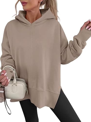 ANRABESS Womens Oversized Hoodies Long Sleeve Fleece Side Slit Hooded Sweatshirts Pullover 2026 Fall Outfits Y2K Clothes - Image 1