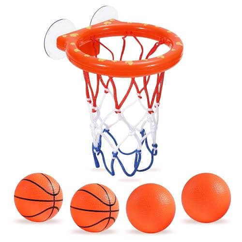 KSABVAIA Bath Toys - Bathtub Basketball Hoop for Kids Toddlers,Bath Toys Shower Toys for Kids Ages 4-8,Suction Cup Basketball Hoop & 4 Soft Balls Set for Boys Girls - Image 1