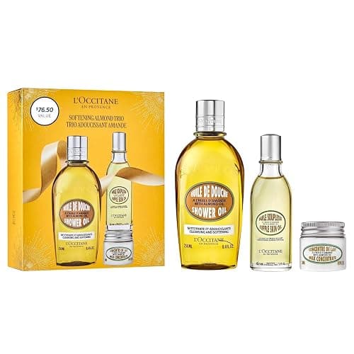 L’Occitane Softening Almond Trio Gift Set, Holiday Skincare Essentials with Body Oils & Milk, Moisturizing Travel-Sized Daily Care for Smooth Skin - Image 1